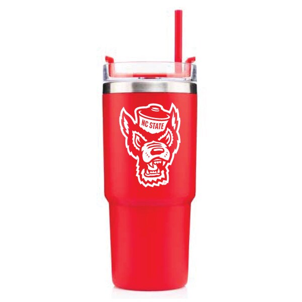 24 oz. Red Tumbler With Straw Tuffy